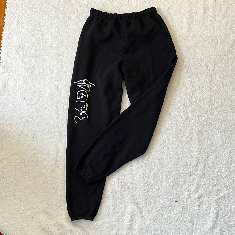 Navy Blue Sweatpants with White Graphic